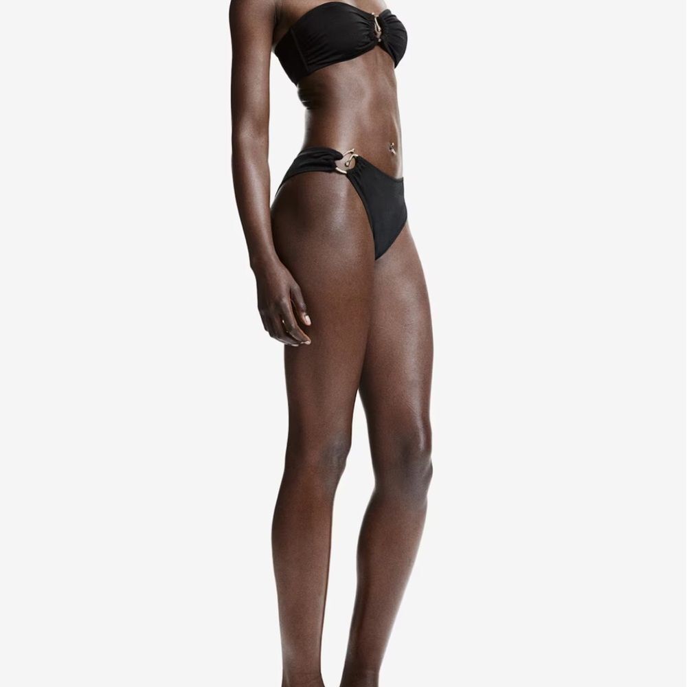 H&M BRAZILIAN BIKINI BOTTOMS DARK GRAY Size 6 NWT